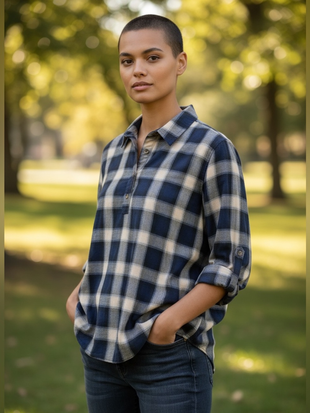 Adorable Flannel Tunic Top